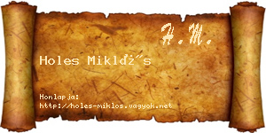 Holes Miklós névjegykártya